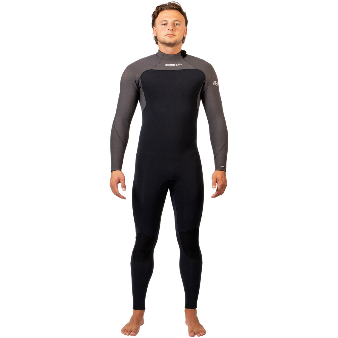 2026 Gul Mens Yulex Flexor 5/4mm Back Zip Wetsuit FX1218-BKGY - Black / Grey